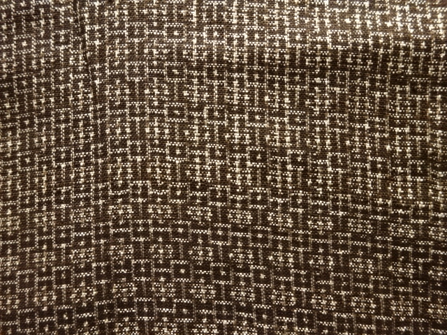 JAPANESE KIMONO / ANTIQUE MENS KIMONO ENSEMBLE / SILK / DORO OSHIMA TSUMUGI / WOVEN GEOMETRIC PATTERN